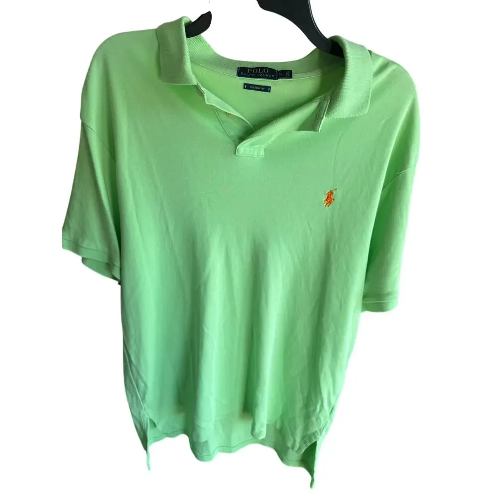 Polo Ralph Lauren Custom Fit Polo Shirt Men’s Large Green Short Sleeve Cotton